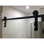 Sero-L Frameless Sliding Door L Shape Shower Screen With Matte Black Fittings 1500-1600 *1000